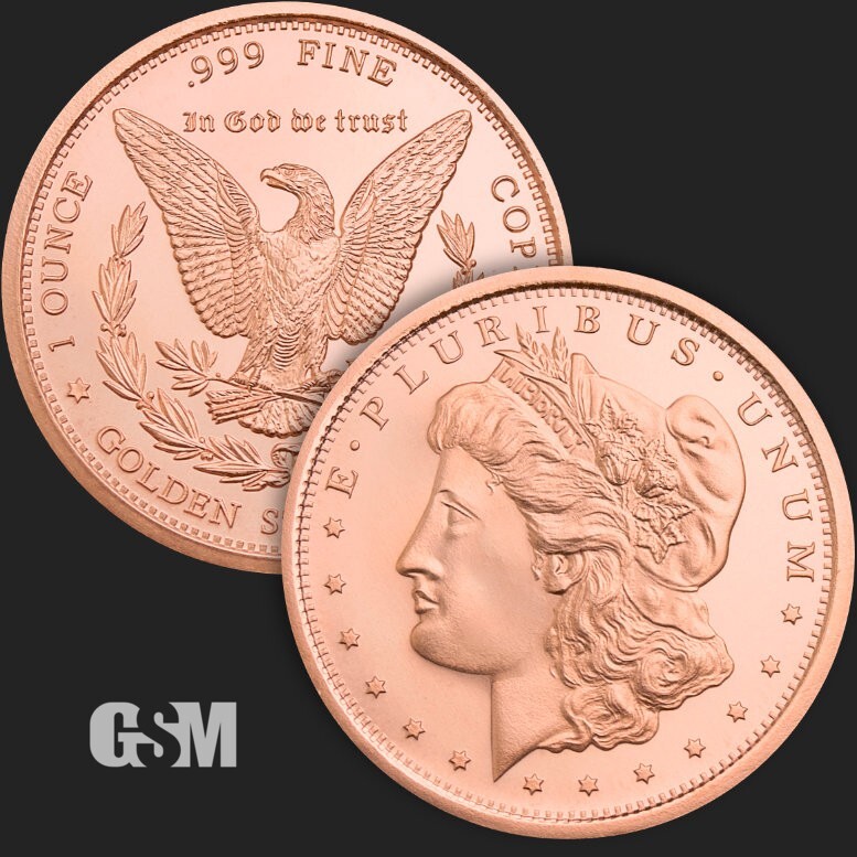 One Tube Of Copper. .999 FINE COPPER ROUNDS Random Design 20 Oz Per Tube