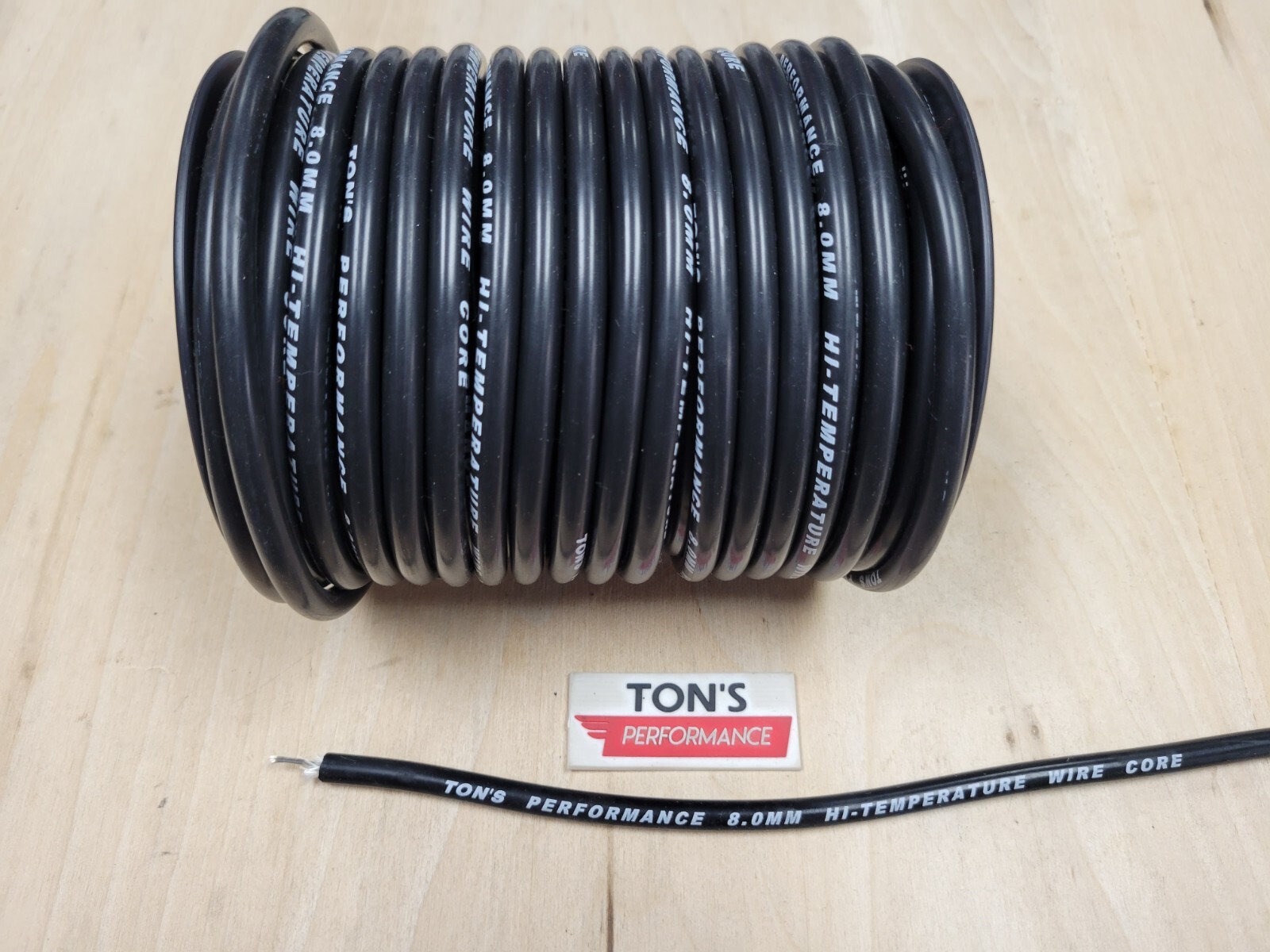 Ton's 8mm BLACK silicone SOLID WIRE CORE SPARK PLUG WIRE by the foot 0 ohms/ft