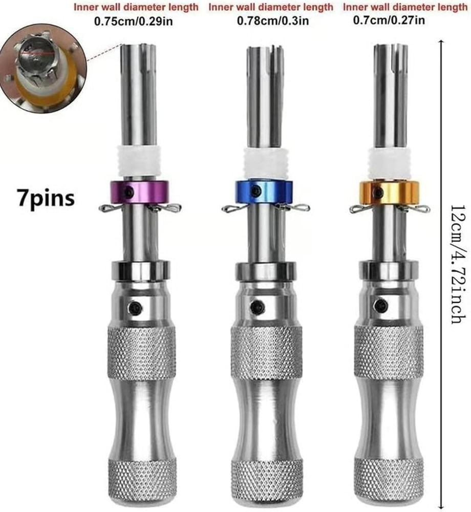 Premium 7-Pin Tubular Lock Tool Set Complete Lock Kit with Hook Tool Seal Puller