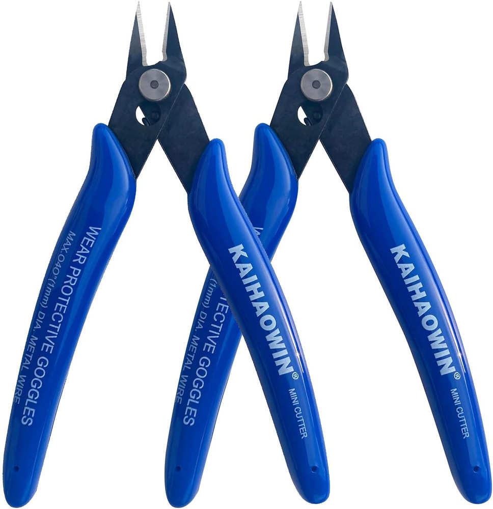 Micro Wire Cutters with Spring, 2 Pack, 5 inch Precision Mini Flush Cutters B...