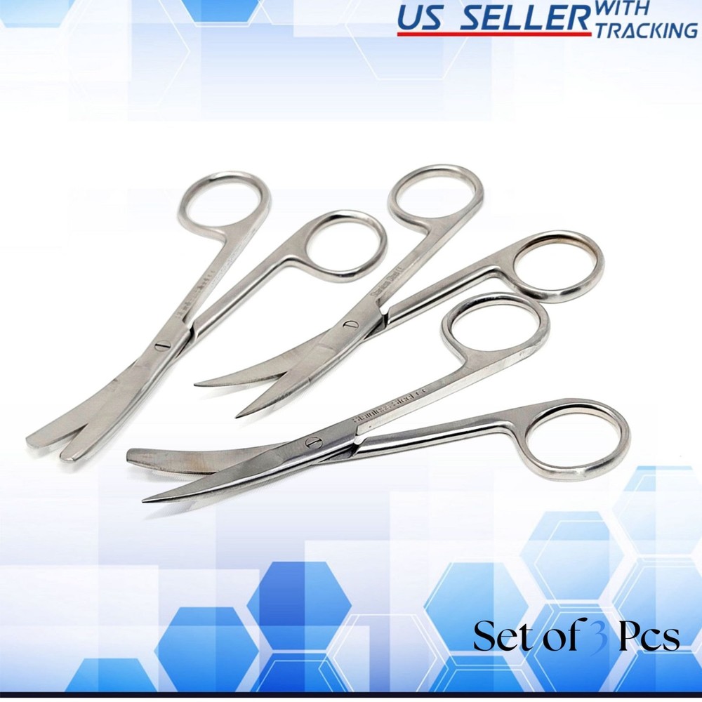 New 4.5" Operating Scissors Sharp / Blunt Curved Surgical Instruments Stainless