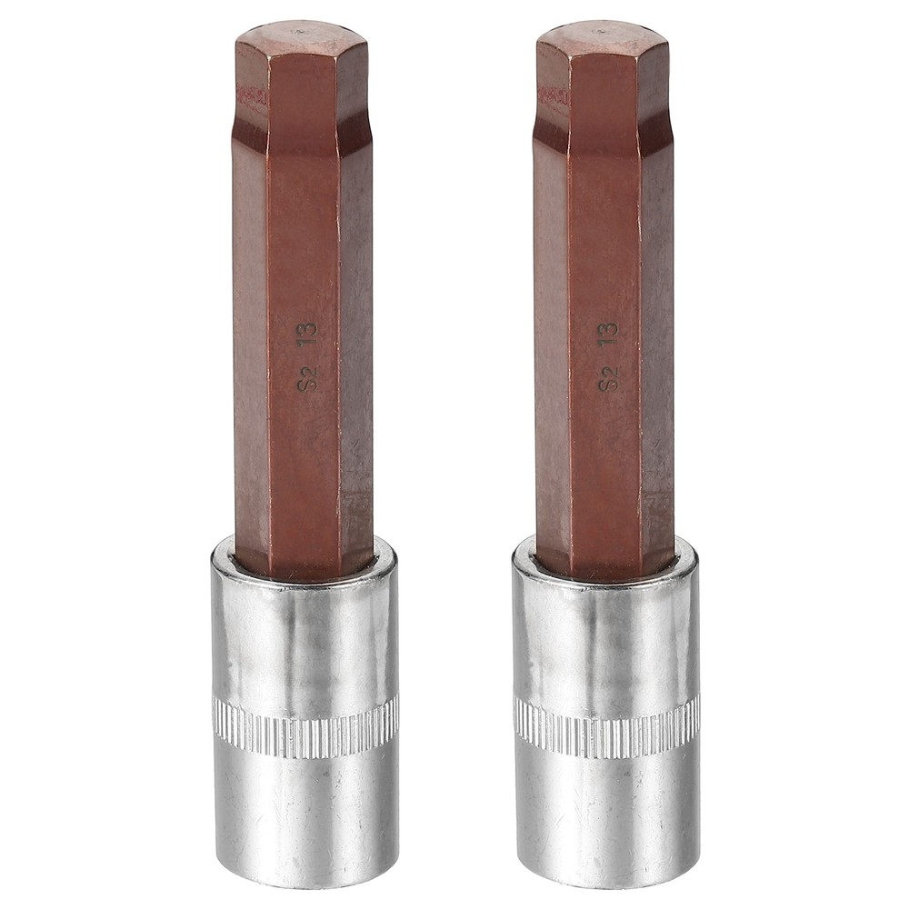 2Pcs Hex Bit Socket H13 1/2" Drive 4" Length S2 Steel Long Bit CR-V Socket
