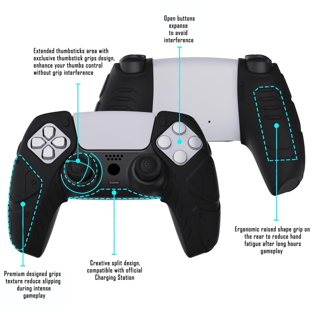 PlayVital Mecha Edition Black Ergonomic Soft Controller Silicone Case