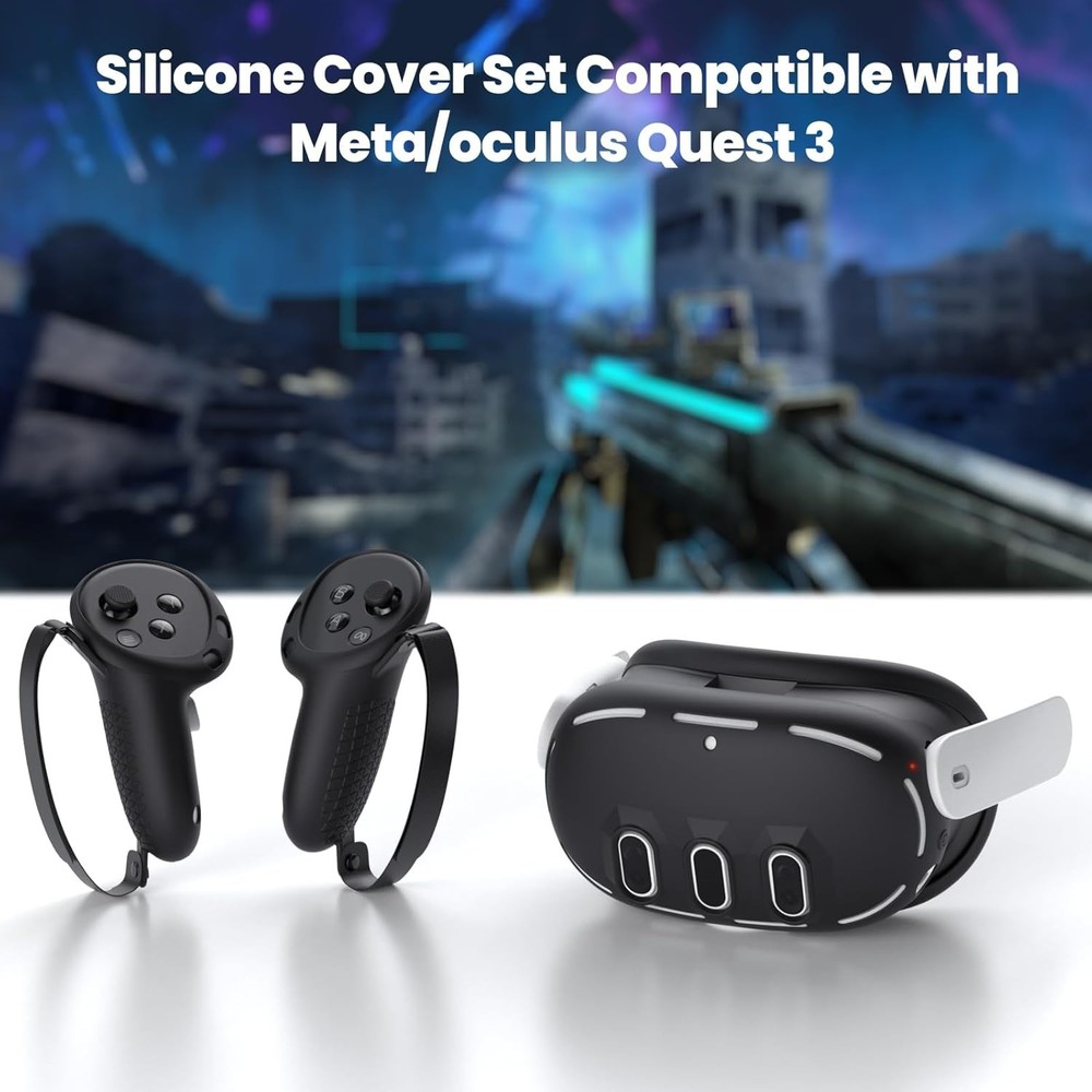 Silicone Cover Compatible with Meta/Oculus Quest 3 Accessories, VR Black