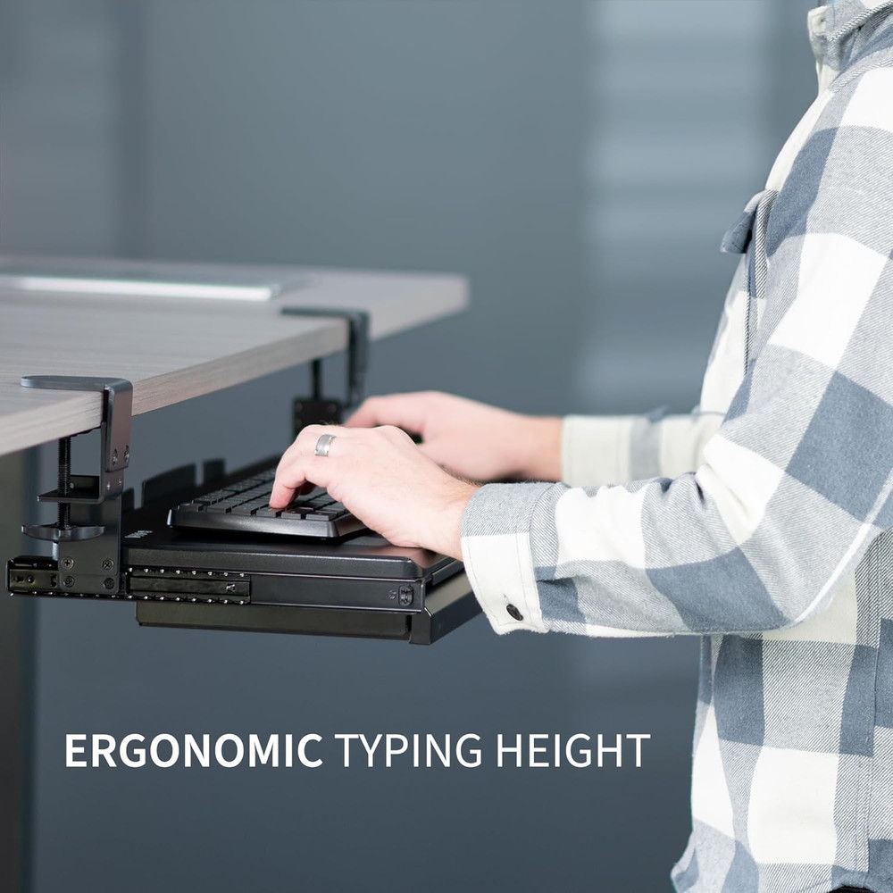VIVO Large Height Adjustable Clamp-On Keyboard Tray, Extra Sturdy Pull Out Platf