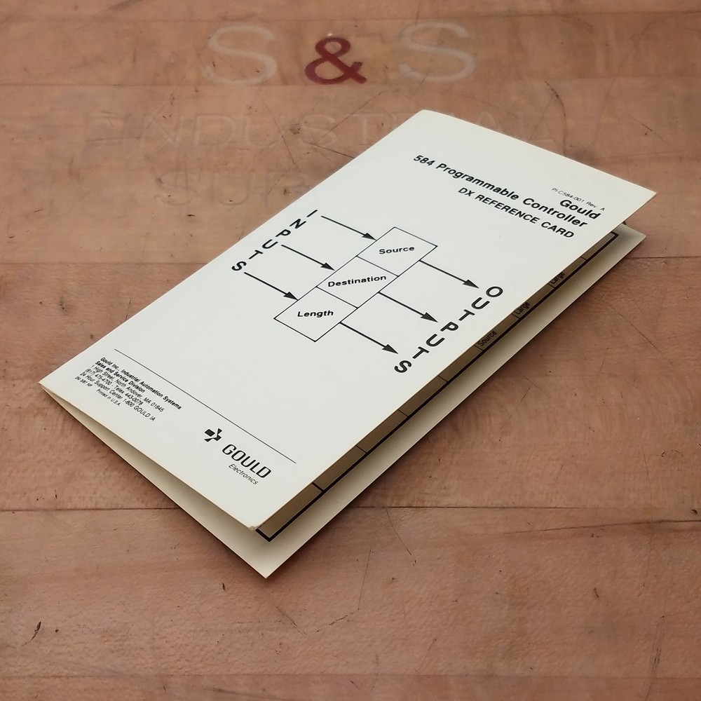 Gould PI-C584-001 Rev. A 584 Programmable Controller, DX Reference Card - USED