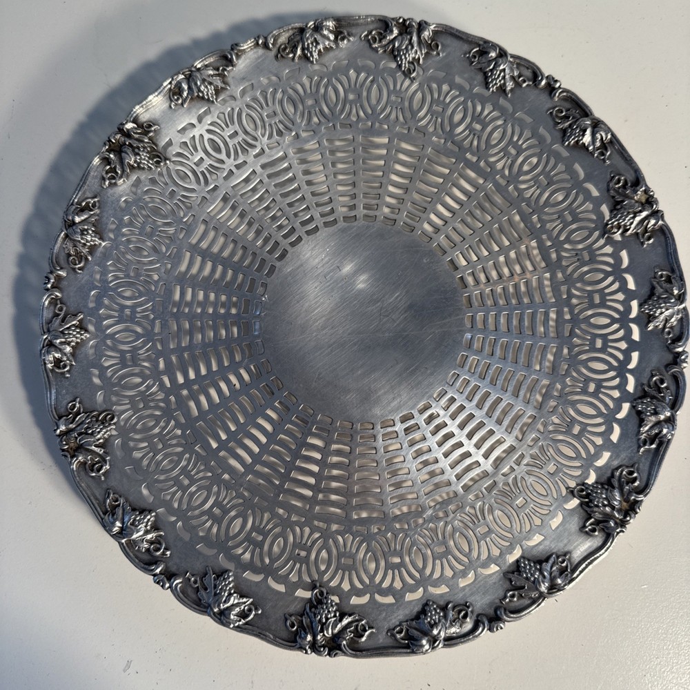 Vintage Apollo Sheffield Pierced Nickel Silver Plate-Grapevine Border 1930-1950