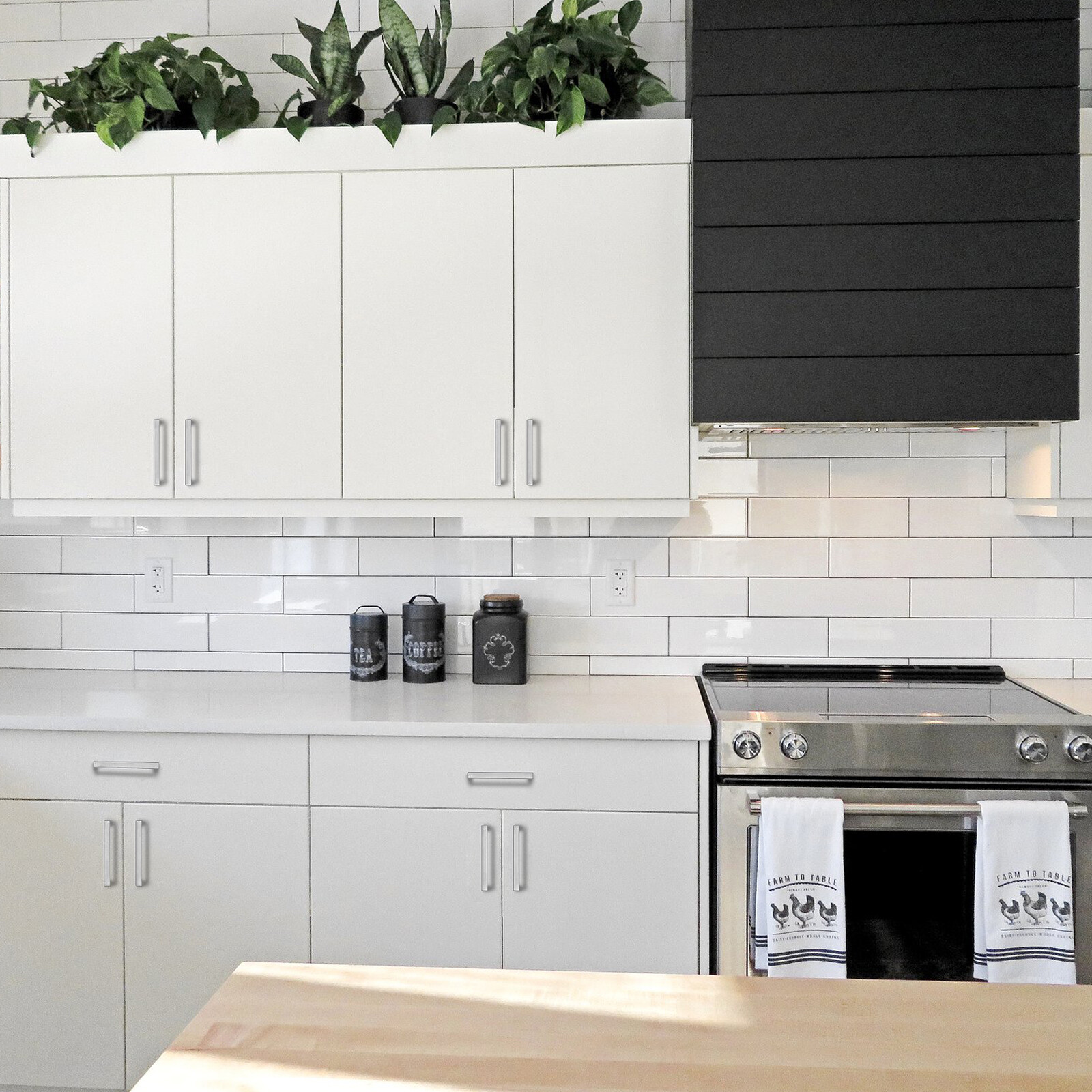 Brushed Nickel Square Kitchen Cabinet Drawer Handles Bar Pulls Stainless Steel