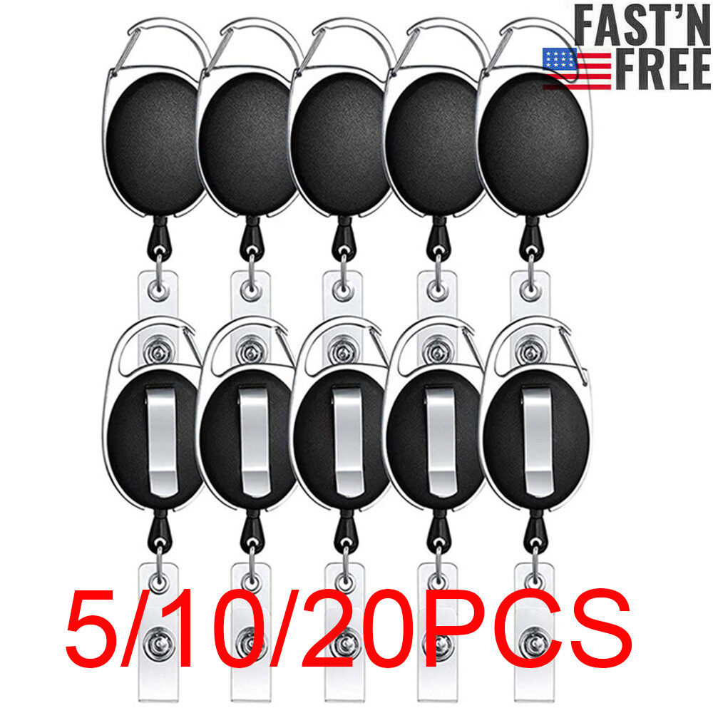 5/10/20x Retractable Reel Clip Badge Holder ID Card Key Ring Carabiner US Stock