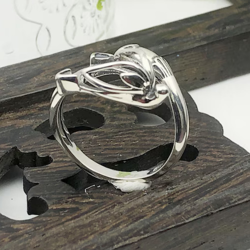 Adjustable Thai Sterling Silver Fox Ring Blank (10x10mm Round Blank)