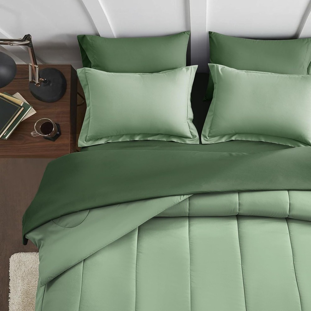 Full Size Comforter Set 7 Pieces Bed in a Bag Down Alternative Bed Set W/ Sheets