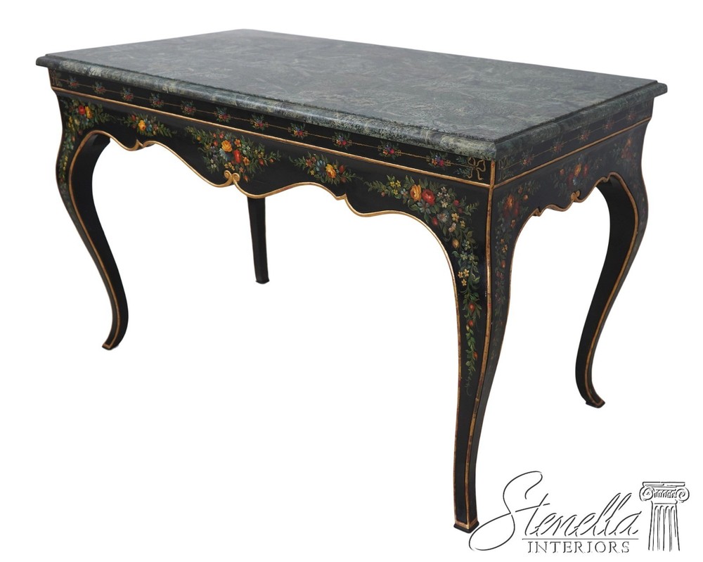 L69919: Venetian Style Marble Top Paint Decorated Console Hall Table