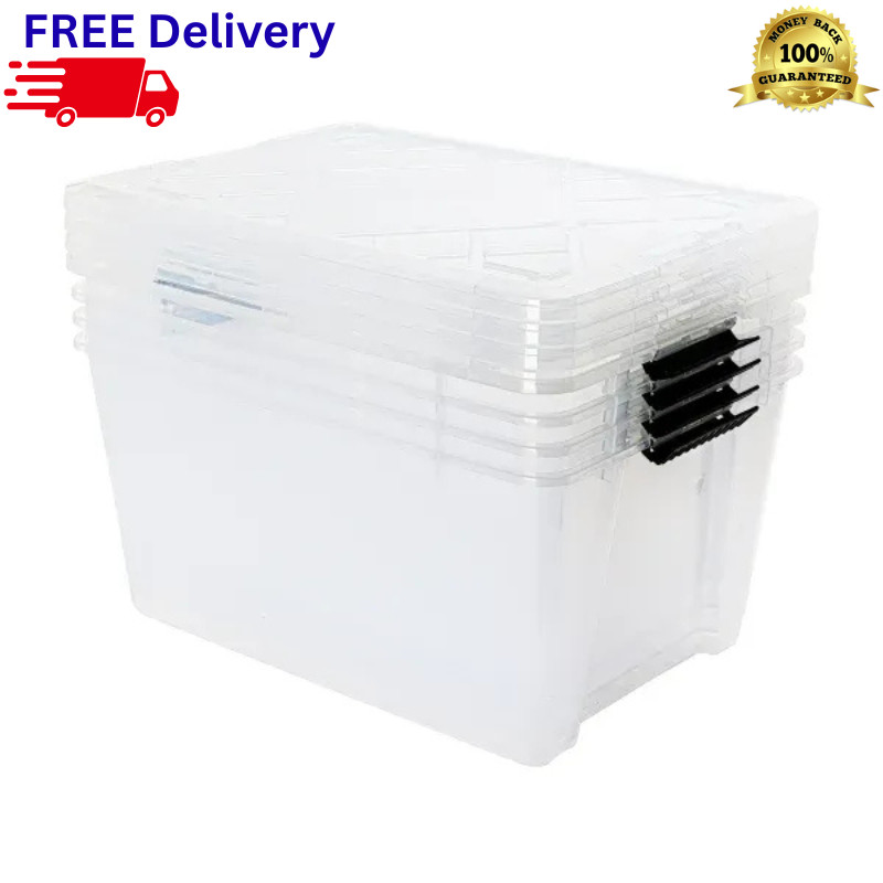 4 Pack Greenmade 45QT Storage Bins Latching Clear InstaView Stackable USA New