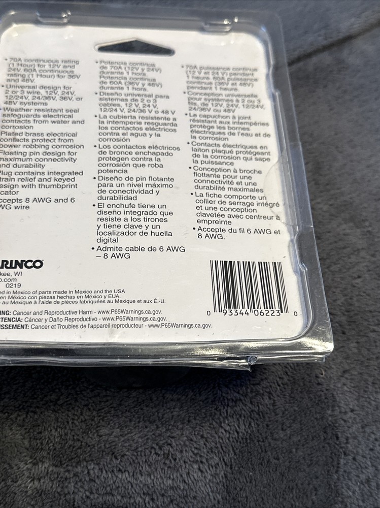 Marinco 70A Trolling Motor Plug 12VBPS3-NEW NEVER USED!!!!!!!
