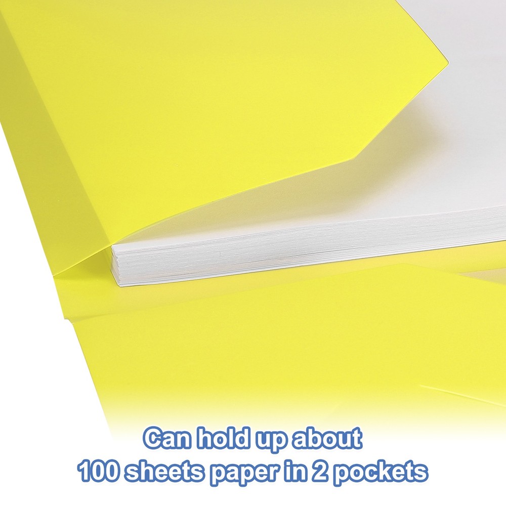 Yellow Plastic Folders with Pockets, 50 Pack Plastic Pocket Folders