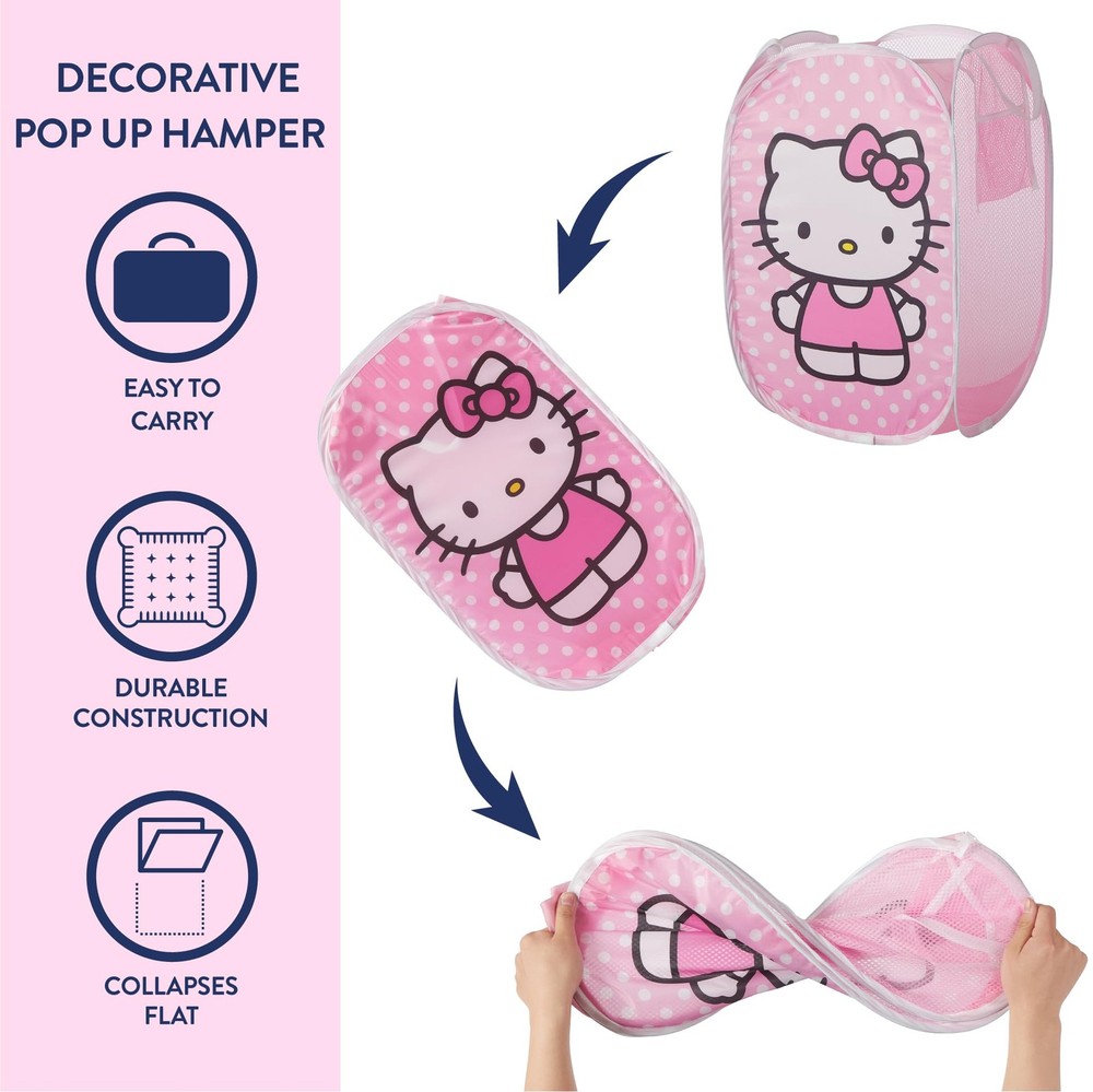Storage Solution Set with Pop Up Hamper Collapsible Trunk and 2 Bins Hello Kitty