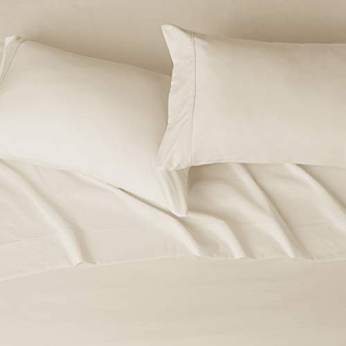 4 Piece Deluxe Microfiber Bed Sheets Size, Solid Queen Beige