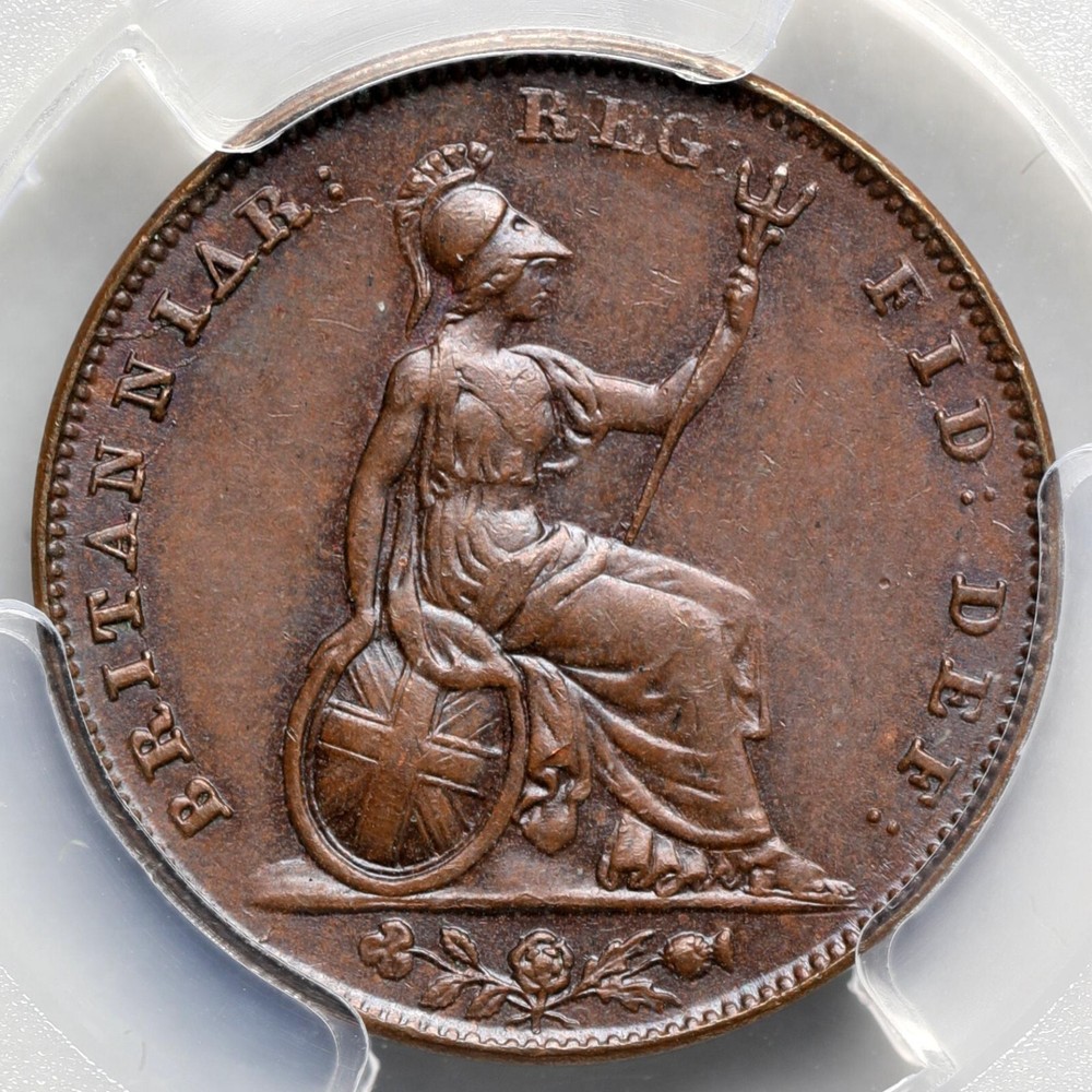 1843 Great Britain Farthing, PCGS MS62 BN