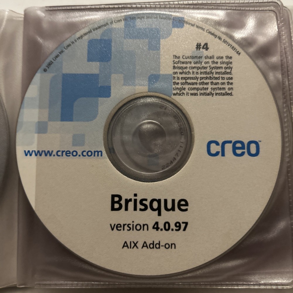 Creo Brisque 4.0.97.23 RIP Software Installation Kit – 7 CDs + Docs – Legacy