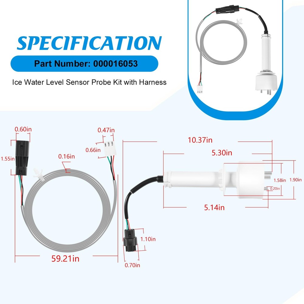 000016053 ice Water Level Sensor Probe kit with Harness, for Manitowoc Ice Maker