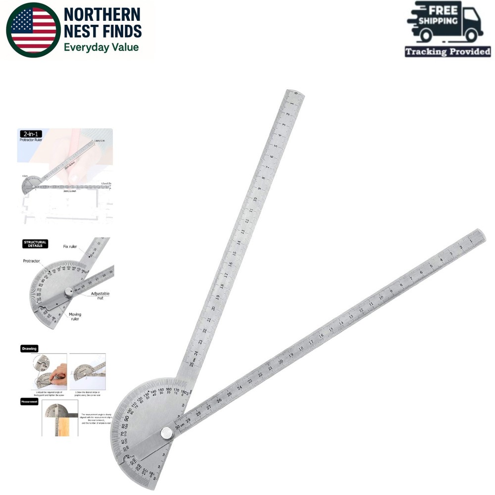 Professional Adjustable Angle Finder & Ruler - 30 cm Tool for Carpentry & Design