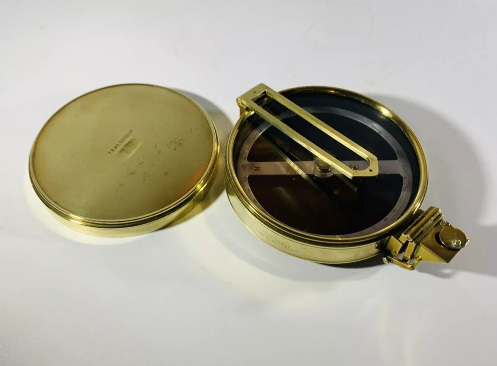 Large Solid Brass Prismatic Surveyors Compass by Francis Barker & Son (d.1932)
