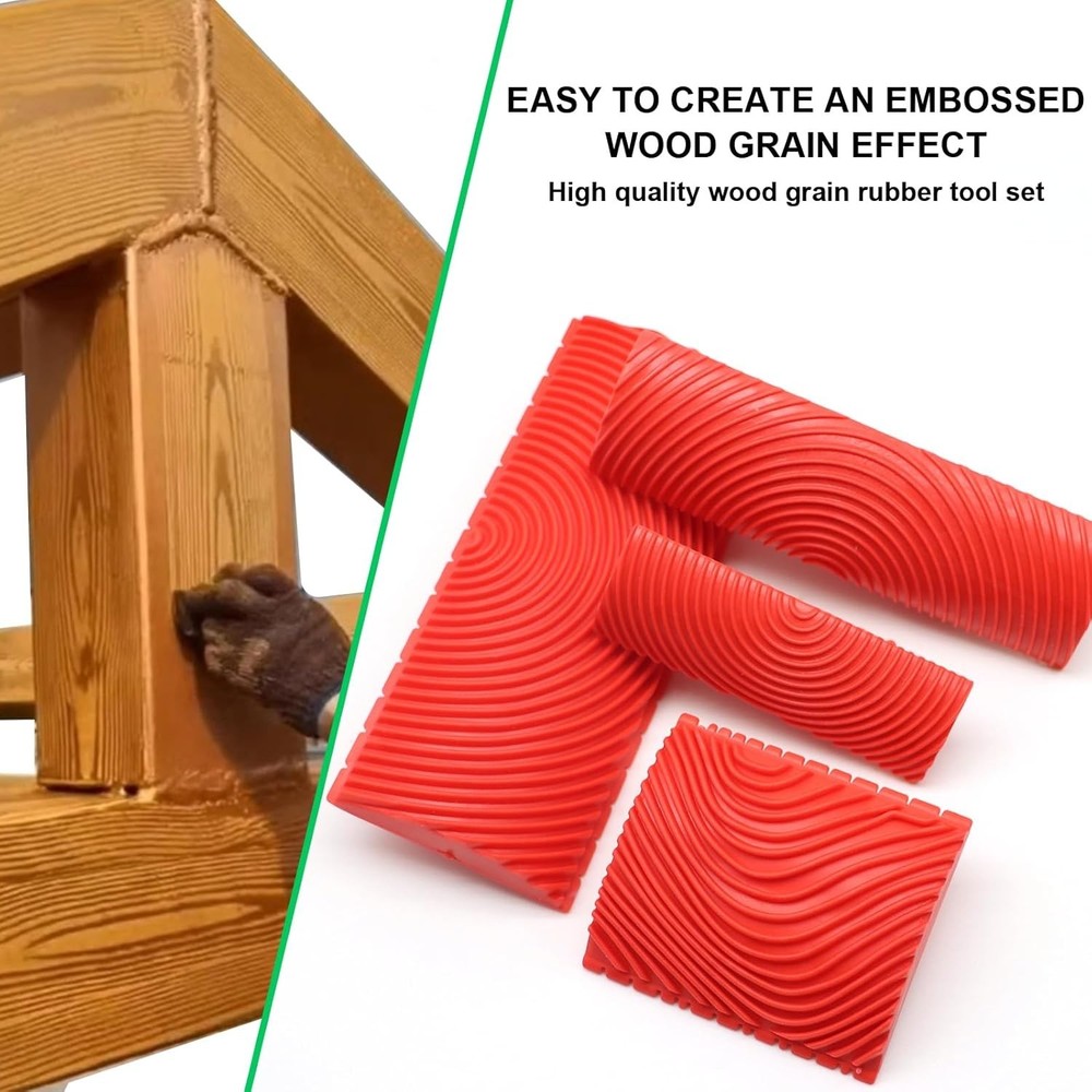 4-Piece Wood Graining Tool Set for Wall Decoration