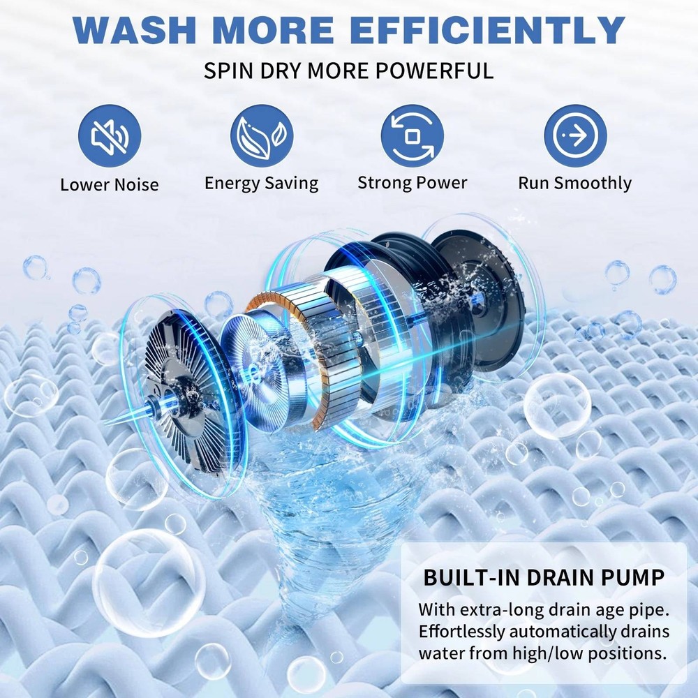 25LBS Portable Washing Machine, 2.3cu.ft Full-Automatic Electric Laundry Machine
