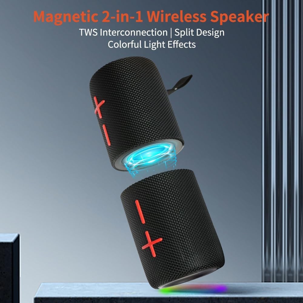 2 in 1 Magnetic Dual Splittable Bluetooth Speaker, Waterproof Split Portable ...