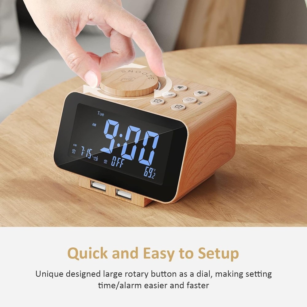 Transform Your Mornings: Stylish Alarm Clock with Thermometer & Sleep Timer