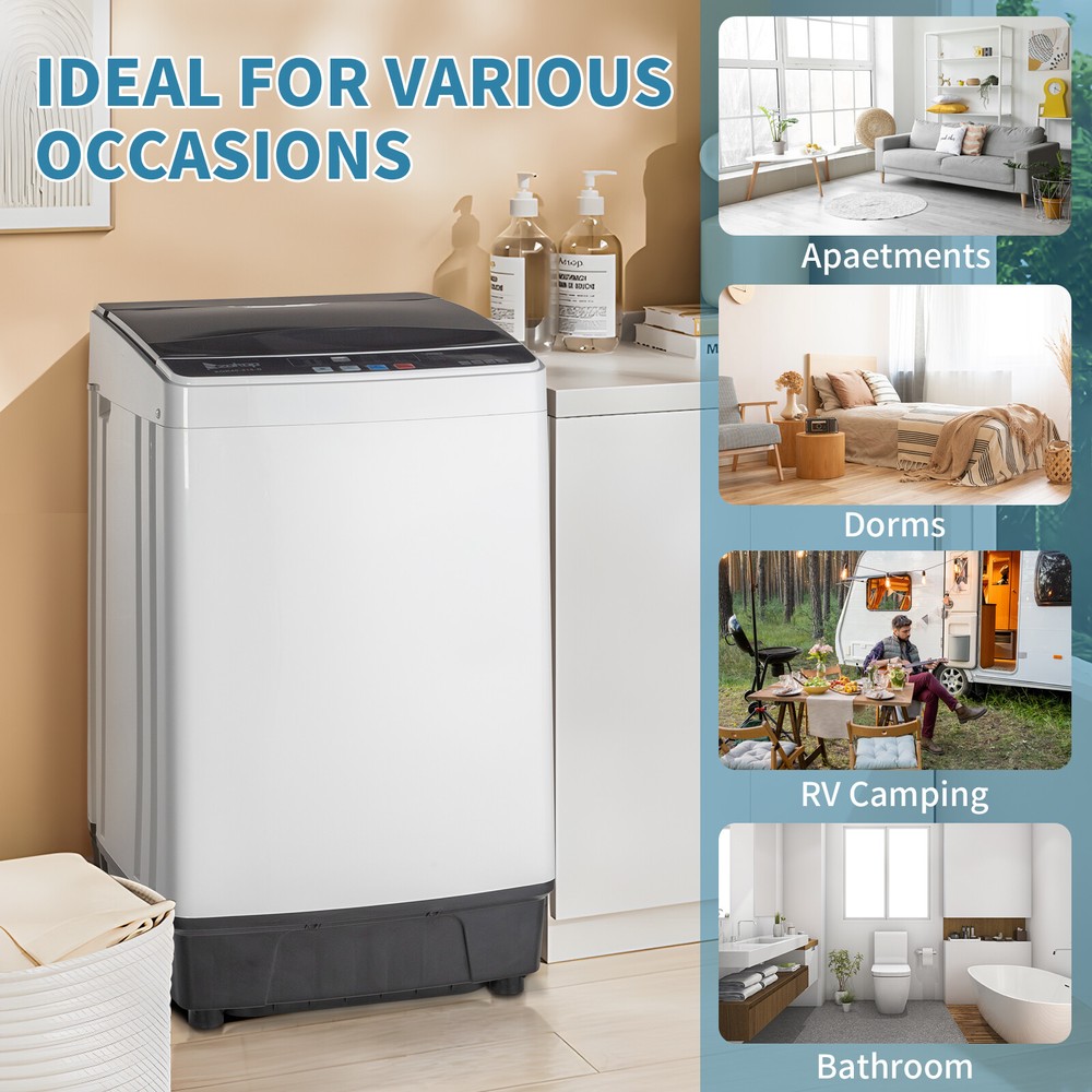 Portable Home Washing Machine 17.6lb Capacity Full-Automatic Compact Washer Spin