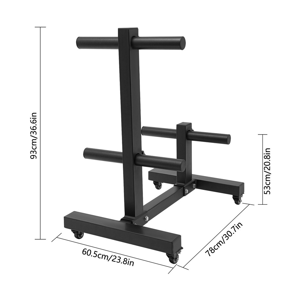 Durable Weight Plate Rack Tree with Universal Wheels for Easy Storage
