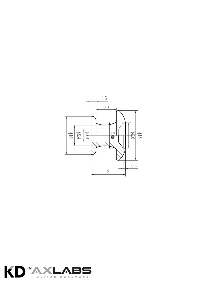 KD By AxLabs Small Strap Buttons (2) Rounded Top - Antique Bronze