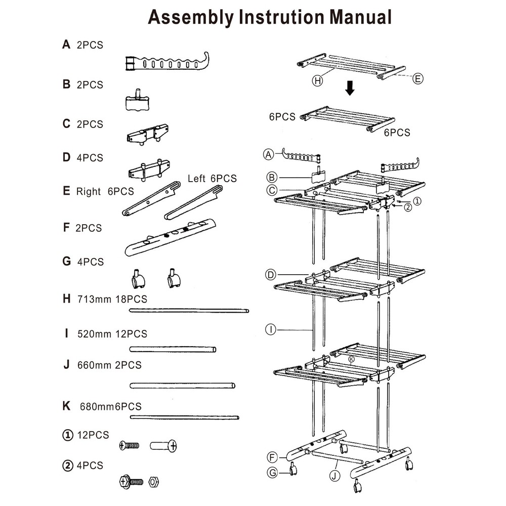 3 Tier Folding Laundry Drying Rack Foldable Clothes Dryer Hanger Stand Storage