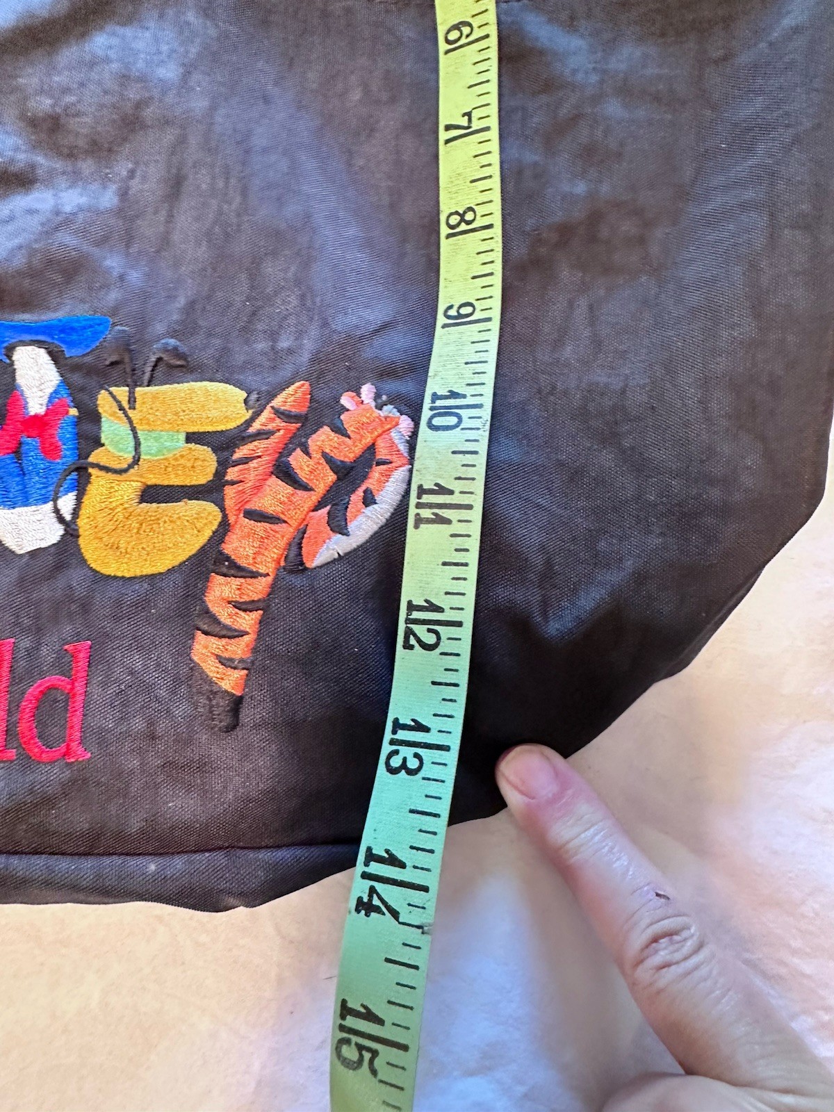 Walt Disney World Large 14" by 13.5" Tote Purse Shoulder Bag Black 90's