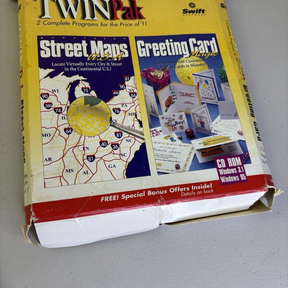 TwinPak Street Maps USA & Greeting Card Magic 2-in-1 Computer Program Discs