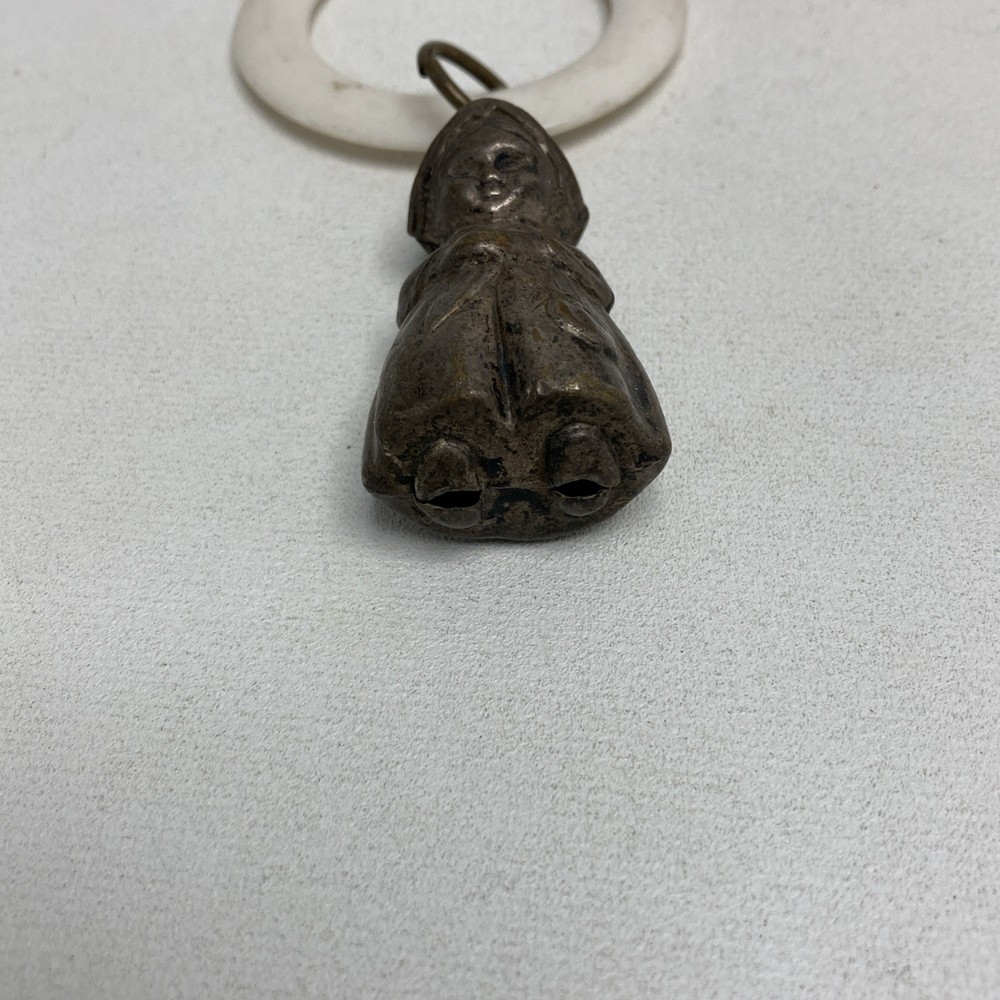 (RefJOH13) Antique baby rattle teether grandma design shape