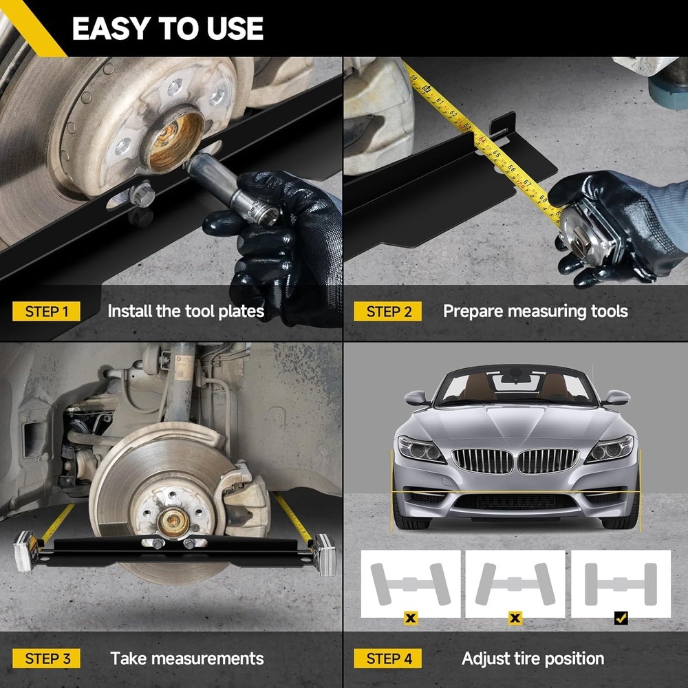 2 Pack Heavy Duty Wheel Alignment Tool Kit - Black Toe Alignment Tool Plates