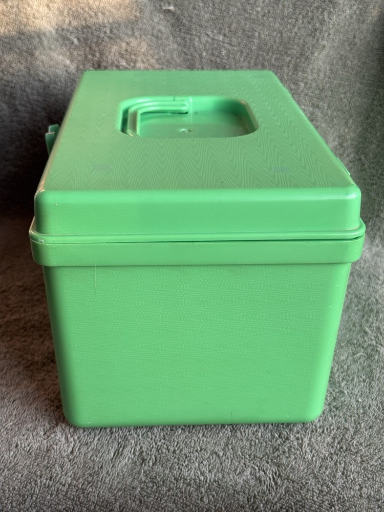 Vintage Green Plastic Sewing Craft Storage Box Organizer