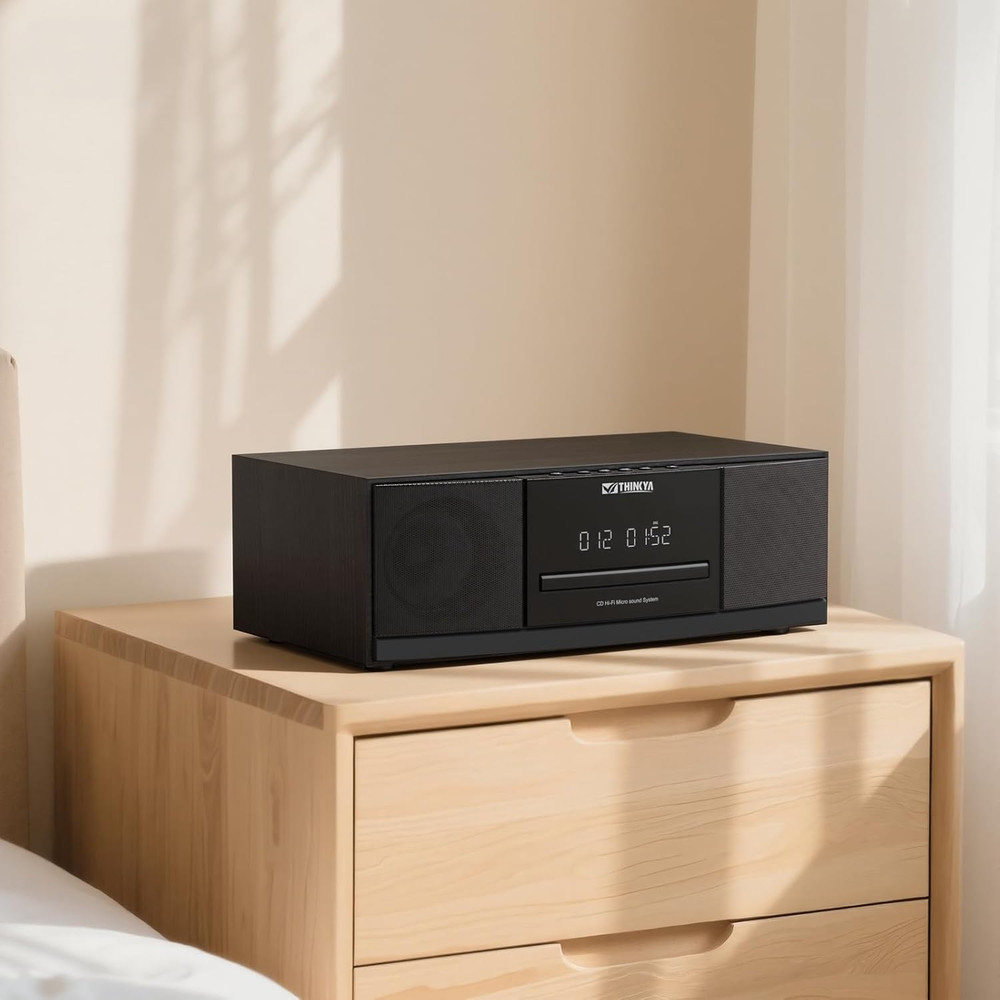 Vintage Bluetooth Stereo System for Home, 36W RMS Micro Hifi Systems CD Player