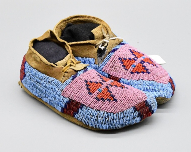 Gros Ventre Pair of Boy's Beaded Moccasins 1890s