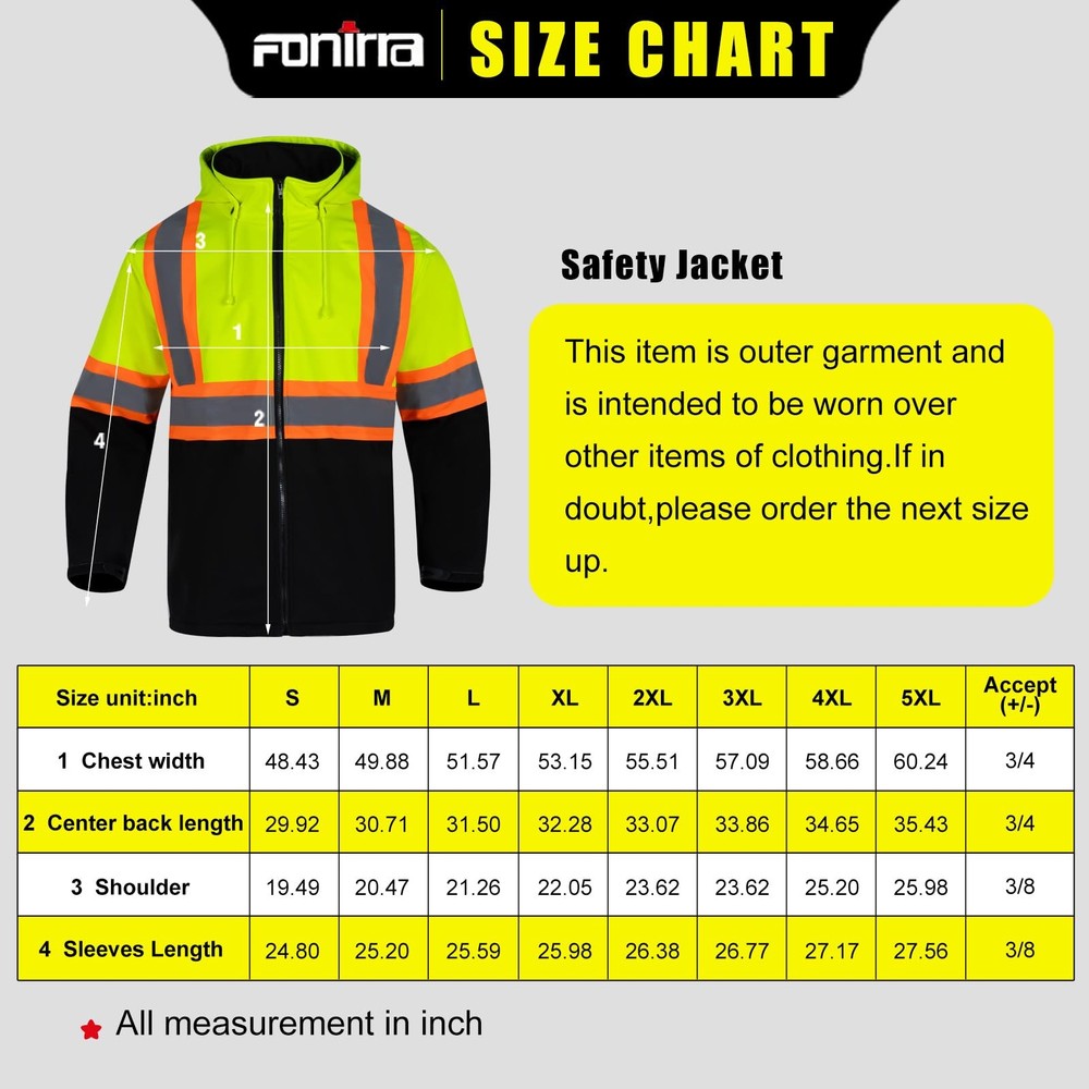 Hi Vis Reflective Jacket ANSI Class 3 with Soft Shell Waterproof Windproof Co...