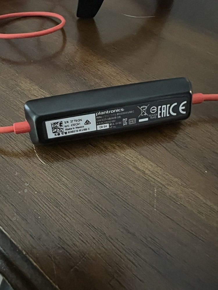 Poly USB Wired Headset Boom Microphone Inline Controls Black/Red