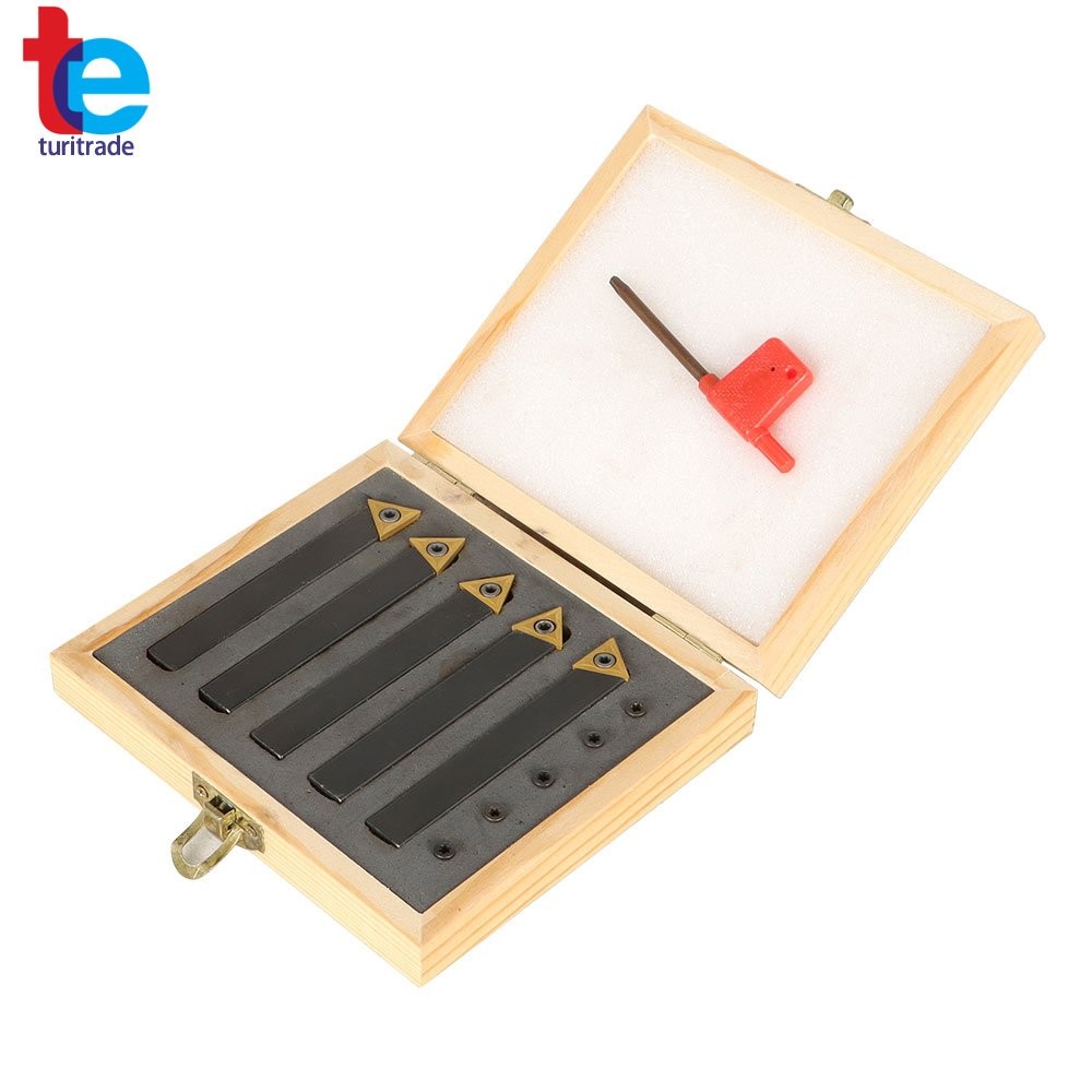 5Pcs 1/2" Carbide Indexable Turning Tool Lathe Tool Bit With Carbide Inserts