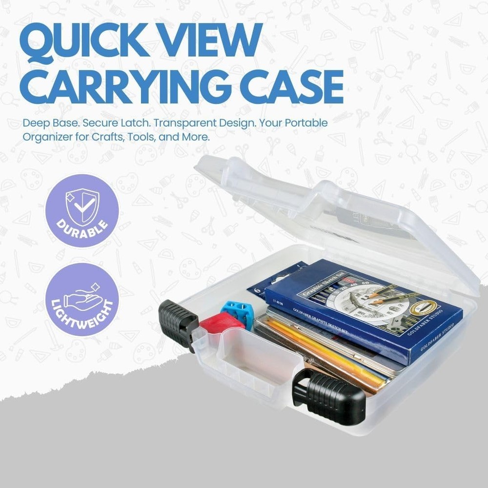 Translucent 10-Inch Quick View Lockable Art Organizer - Durable Craft Case