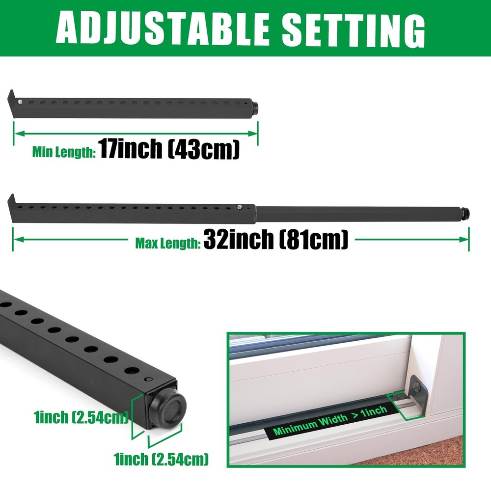 Forestchill Adjustable Window Security Bar, Extends from 17" to 32" Window Lo...