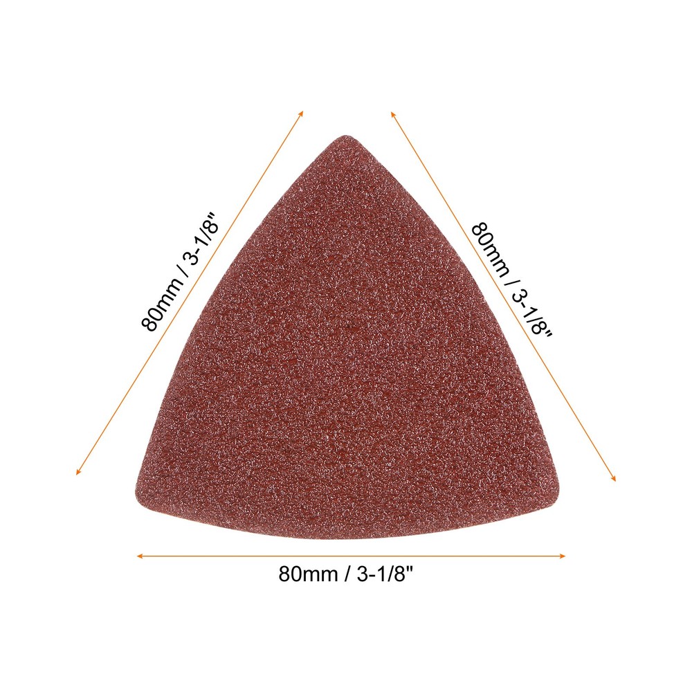 100pcs 40 Grits 80mm Aluminum Oxide Triangular Hook & Loop Sandpapers Pads