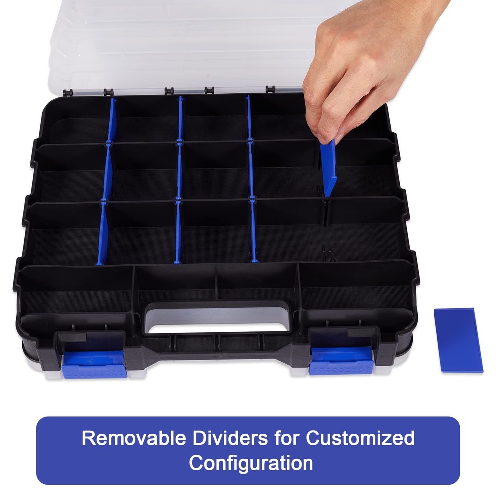 Hardware Organizer Box with 34 Compartments & Removable Dividers - Durable Pl...