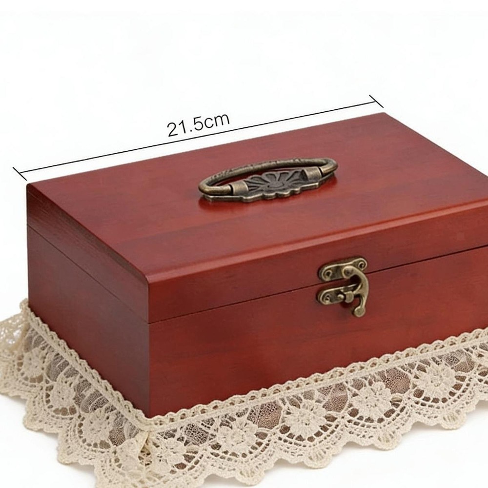 Empty Wooden Sewing Box Needlework Box Vintage Versatile Thread Organizer Sewing