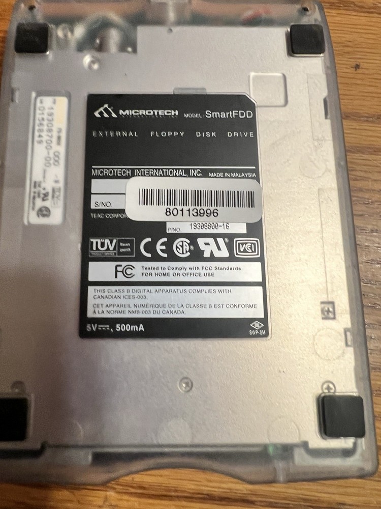 Microtech SmartFDD External USB Floppy Disk Drive Aqua Blue